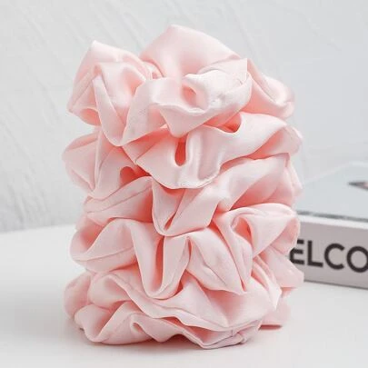 6pcs/Set Ladies' Pink Satin Bow Scrunchies, Simple And Elegant Casual,Pink Accessories Valentine's Day Valentines Hair Ties Ponytail Holders Hair Elastics Hair Rope, Hair Bobbles Head Accessories