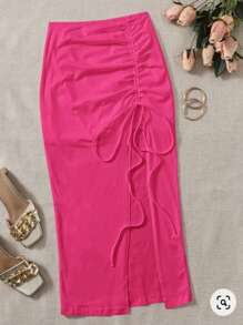 Falda con abertura unitalla - Rosa Fucsia - Ver 1