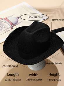 Sombrero fedora unicolor - Negro - Ver 5