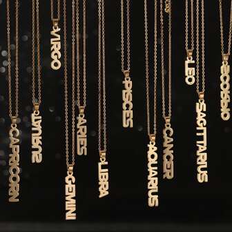 1入組時尚優雅不銹鋼吊墜首飾類12星座字母項鍊適用於女性日常裝飾用品