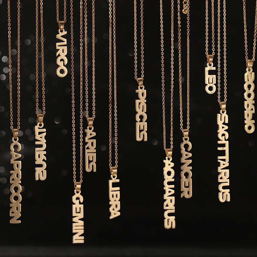 1 pieza de moda elegante de acero inoxidable colgante Bisutería 12 constelación con letra Collar para de mujeres diariamente Decoración