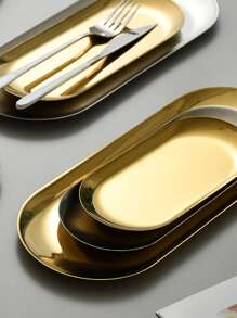 XIYIJIA 1 chiếc đĩa đựng nước sốt hình chữ nhật bằng thép không gỉ dùng cho sushi hoặc món tráng miệng, sử dụng tại nhà, nhà bếp, quà tặng Giáng sinh - Vàng - Xem 8