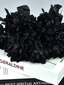 1 件黑色人造花大丽花花仿大丽花茎人造丝大丽花花束长茎花适用于万圣节丰收节 DIY 哥特式新娘婚礼新娘花束丰收餐桌中心装饰家居维多利亚派对装饰