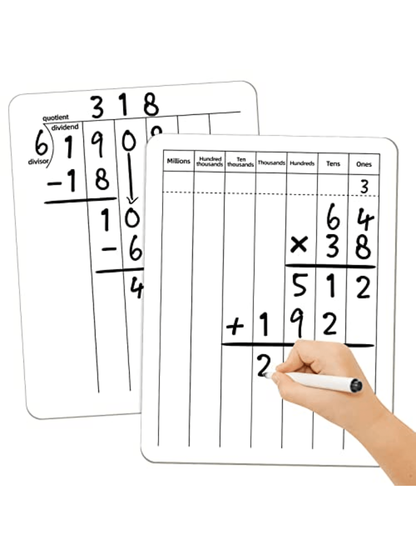 Math Student Mini Whiteboard With Dry Erase Marker, Double Sided Dry