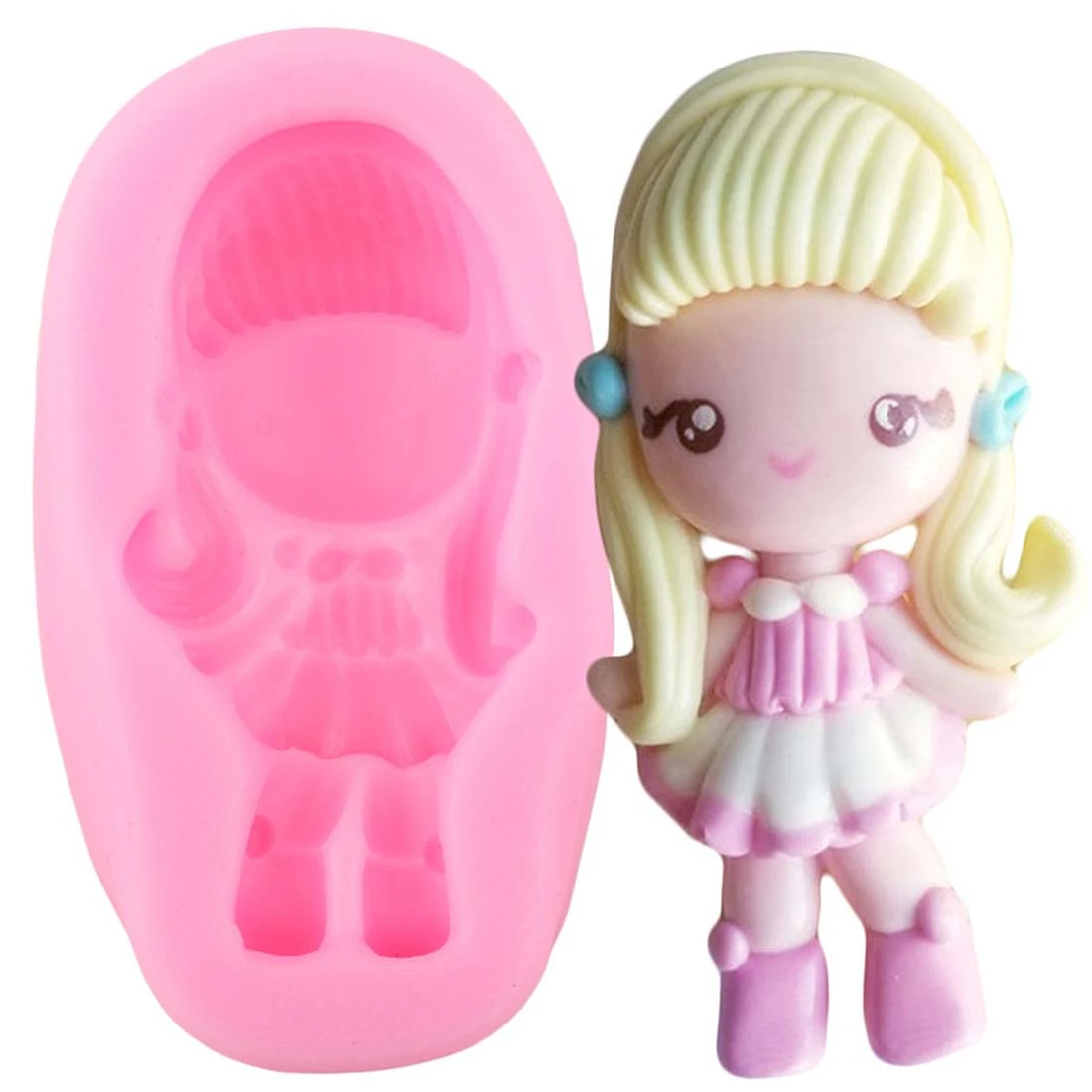DIY 女孩硅胶模具 公主 聚合物粘土 婴儿模具 - 粉色 - 查看 1