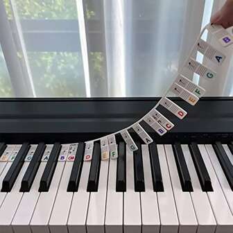 Silicone Piano Stickers For Beginners, Piano Learning Aid, 88 Keys, Removable, Keyboard Music Note Stickers, With Letter Notation Guide