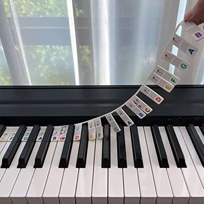 Silicone Piano Stickers For Beginners, Piano Learning Aid, 88 Keys, Removable, Keyboard Music Note Stickers, With Letter Notation Guide Piano,Music,Musical Instruments,Piano,Music,Piano Keyboard