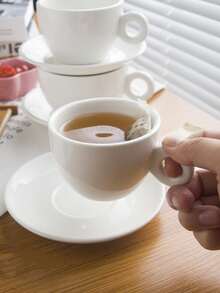 咖啡杯碟套裝 - 白色 - 查看 3