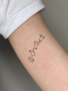 1入組可水洗臨時紋身貼帶迷人的兔子&彩色蝴蝶設計製成的PVC,合適的適用於甜美風學校女孩 - 彩色 - 查看 3