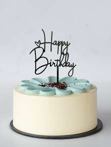 1 pieza Decoración para tarta de feliz cumpleaños. con estrella de cumpleaños Decoración de pastel feliz de cumpleaños Primeros de la torta negro feliz de cumpleaños Primeros de la torta - Negro - Ver 2