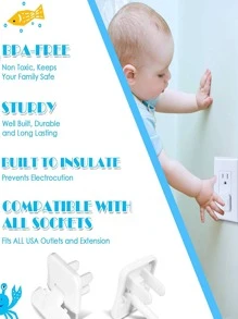 American Standard Socket Cover With Hidden Pull Handle To Prevent Baby From Touching And Protect Power Plugbaby Shower Family Decorations Gifts - White - View 3