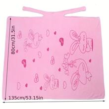 1pc Coral Fleece Wearable Bath Towel In Pink - Baby Pink - View 3