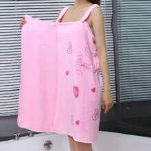 1pc Coral Fleece Wearable Bath Towel In Pink - Baby Pink - View 1