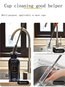 1入組熱塑性橡膠柔軟的刷帶長手柄適用於清潔杯子,瓶子, - 灰色 - 查看 7