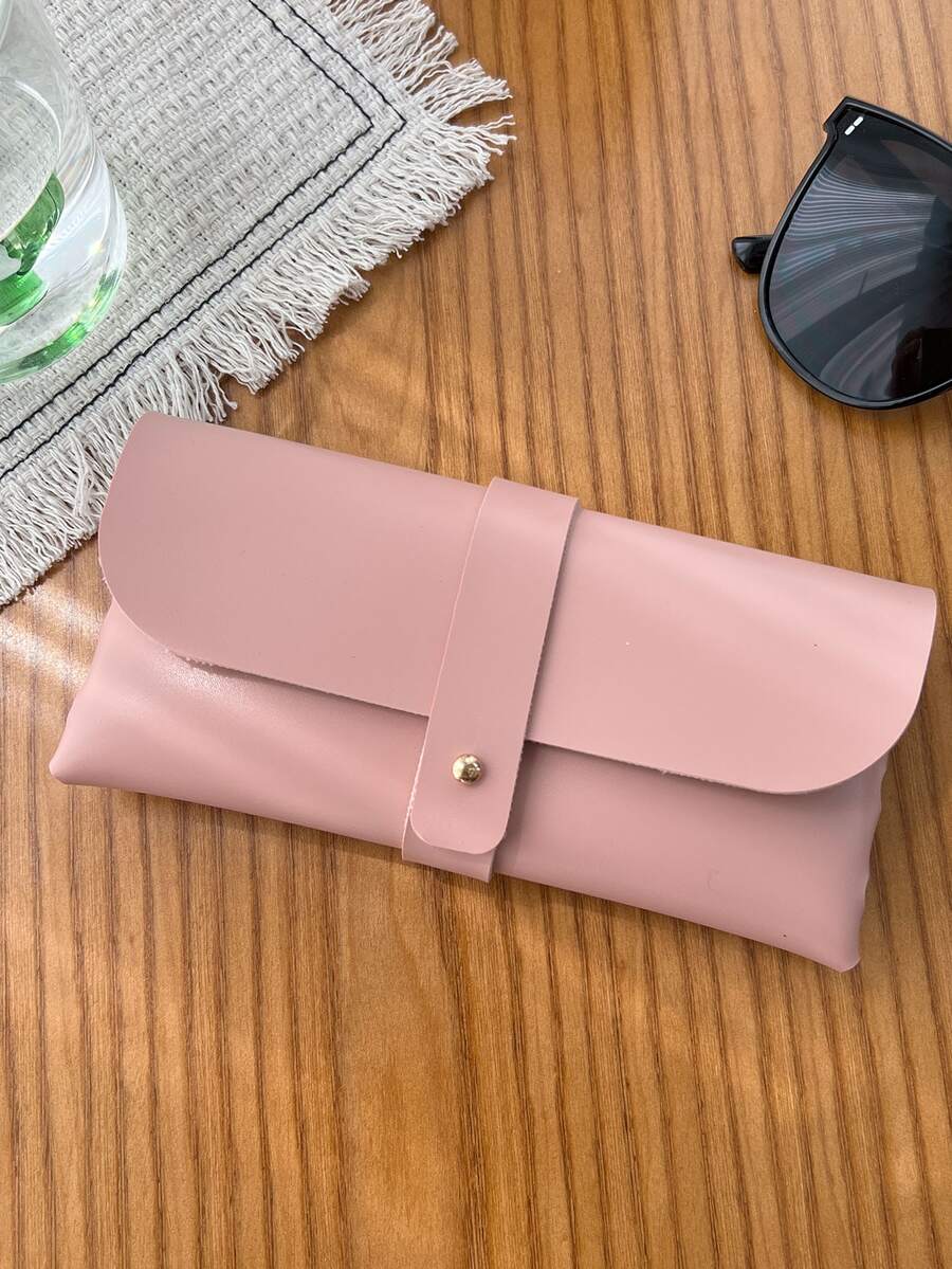 Leather Glasses Case With Clasp, Soft Sunglasses Case, Eyeglasses Box - Coral Pink - View 1