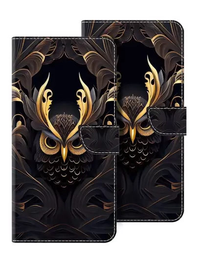 GLANDOTU Phone Case Compatible With Galaxy / / / / / With Card PU Leather Magnetic Closure Folding Flip Wallet Case- Owl Pattern