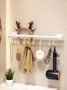 Gancho Estante montado en la pared Utensilio de cocina colgante almacenamiento estante para Cucharas , Espátulas con - Blanco - Ver 3