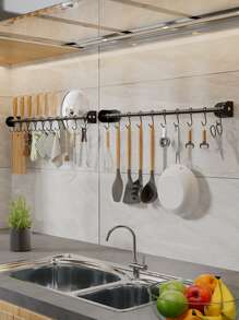 Gancho Estante montado en la pared Utensilio de cocina colgante almacenamiento estante para Cucharas , Espátulas con - Blanco - Ver 7