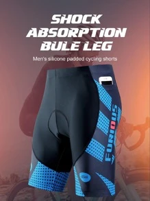 男士騎行短褲帶厚矽膠墊適合夏天,大碼,公路自行車騎術&運動褲一入組 - 藍色 - 查看 7