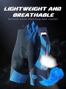 男士騎行短褲帶厚矽膠墊適合夏天,大碼,公路自行車騎術&運動褲一入組 - 藍色 - 查看 9