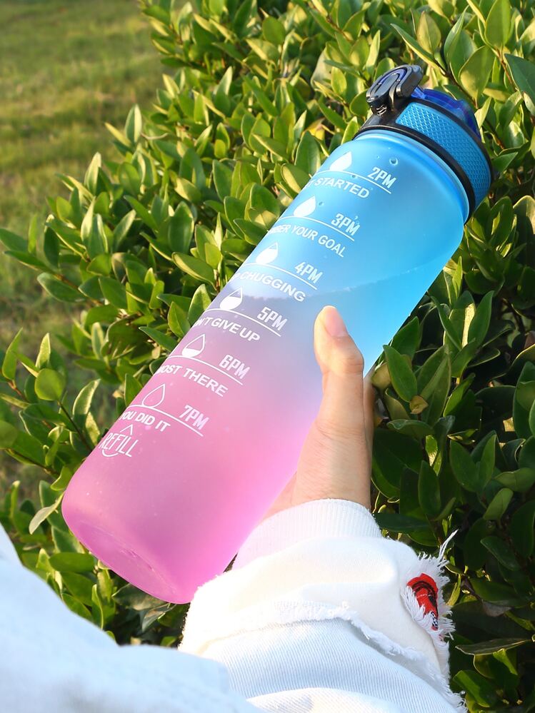 32oz Leakproof Drinking Water Bottle With Time Marker & Straw To Ensure You Drink Enough Water Throughout The Day For Fitness And Outdoor Enthusiasts - Blue - View 1