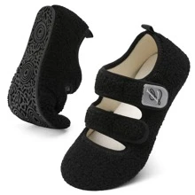 Extremely Soft Slippers - Unisex Wide-Fit Design, Adjustable Strap, Lightweight & Comfortable, Rubber Non-Slip Sole, Perfect Sock-Like Slippers For Indoor & Outdoor Wear - Black - View 7