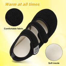 Extremely Soft Slippers - Unisex Wide-Fit Design, Adjustable Strap, Lightweight & Comfortable, Rubber Non-Slip Sole, Perfect Sock-Like Slippers For Indoor & Outdoor Wear - Black - View 5
