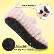 极致柔软家居拖鞋 - 男女通用宽版，可调节带子，轻便，舒适橡胶防滑鞋底，完美的袜子拖鞋，适合室内/室外舒适