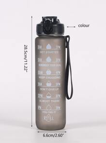 1入組1000ml便攜運動水瓶帶草編 - 黑色 - 查看 2