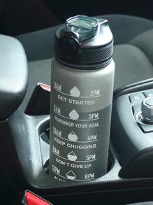 1入組1000ml便攜運動水瓶帶草編 - 黑色 - 查看 4