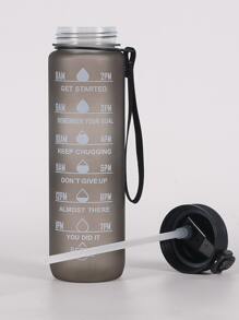 1入組1000ml便攜運動水瓶帶草編 - 黑色 - 查看 3