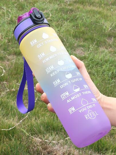 1 pieza 1000ml deportivo Botella de agua , portátil Copa de paja