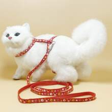 1 pieza Correa de gato con estampado anti-escape - Rojo - Ver 1