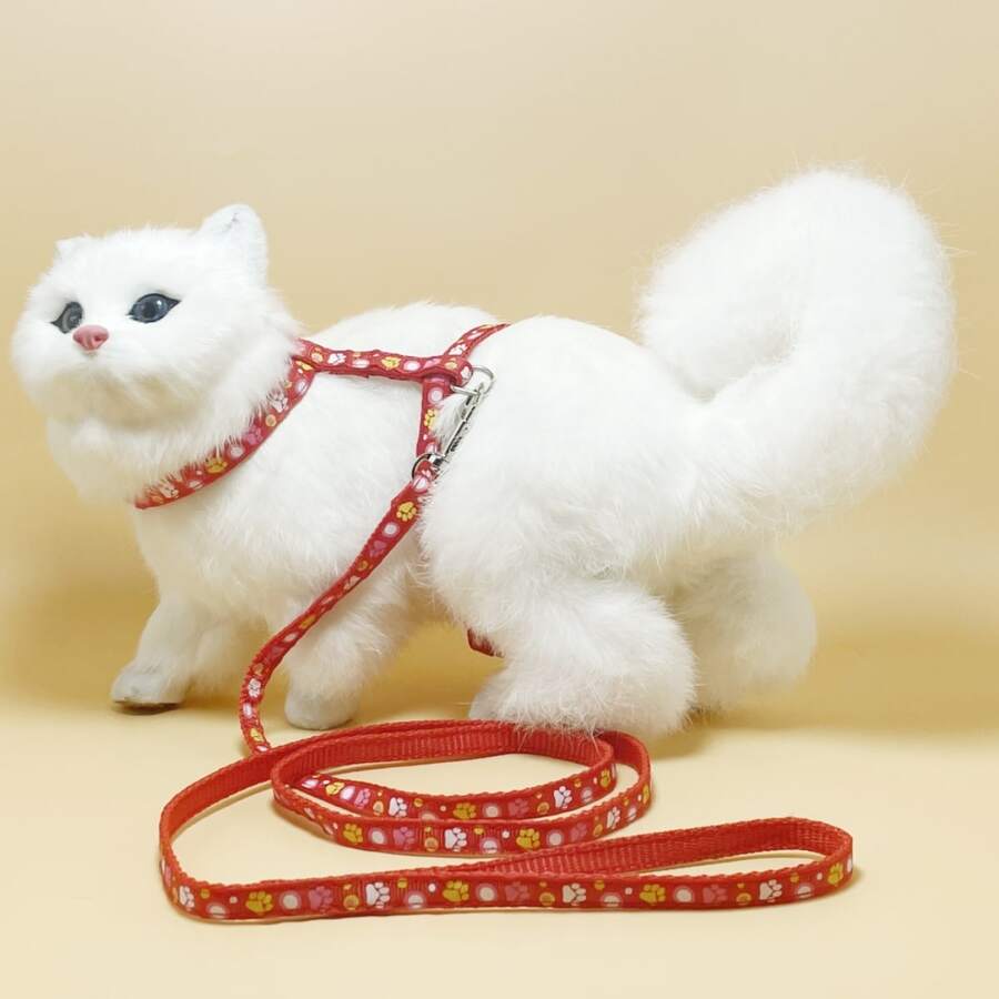 1 pieza Correa de gato con estampado anti-escape - Rojo - Ver 1