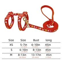 1 pieza Correa de gato con estampado anti-escape - Rojo - Ver 3