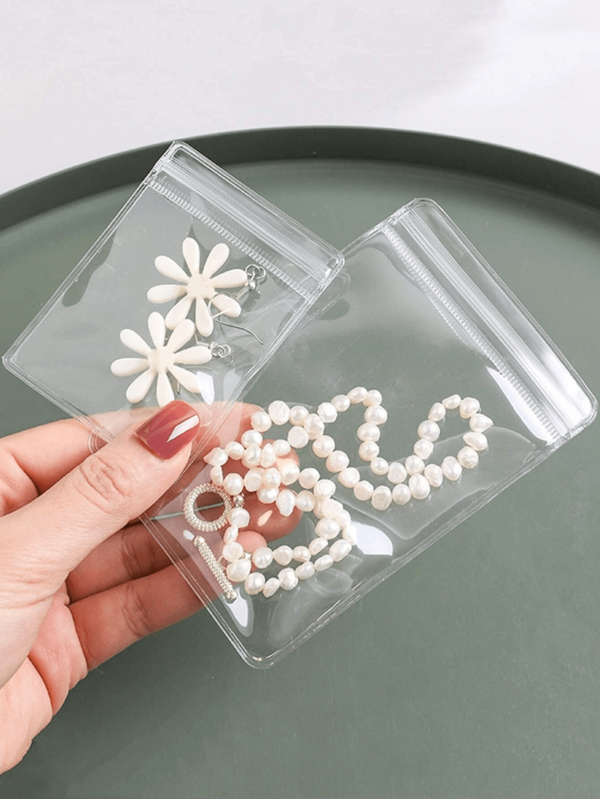 20pcs/set Plastic Jewelry Bag, Simple Clear Jewelry Storage Bag For Home And Travel