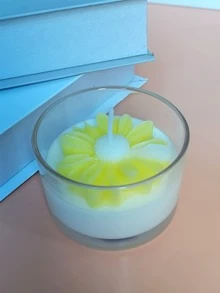 Diy蠟燭製作的圓形玻璃蠟燭座,帶有花朵裝飾 - 白色 - 查看 2