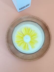 Diy蠟燭製作的圓形玻璃蠟燭座,帶有花朵裝飾 - 白色 - 查看 3