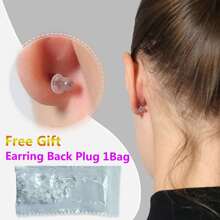 1 boîte de belles boucles d'oreilles hypoallergéniques transparentes sur des tiges en plastique d'environ 14 mm. Barre d'oreille invisible claire, convient pour le port quotidien des femmes