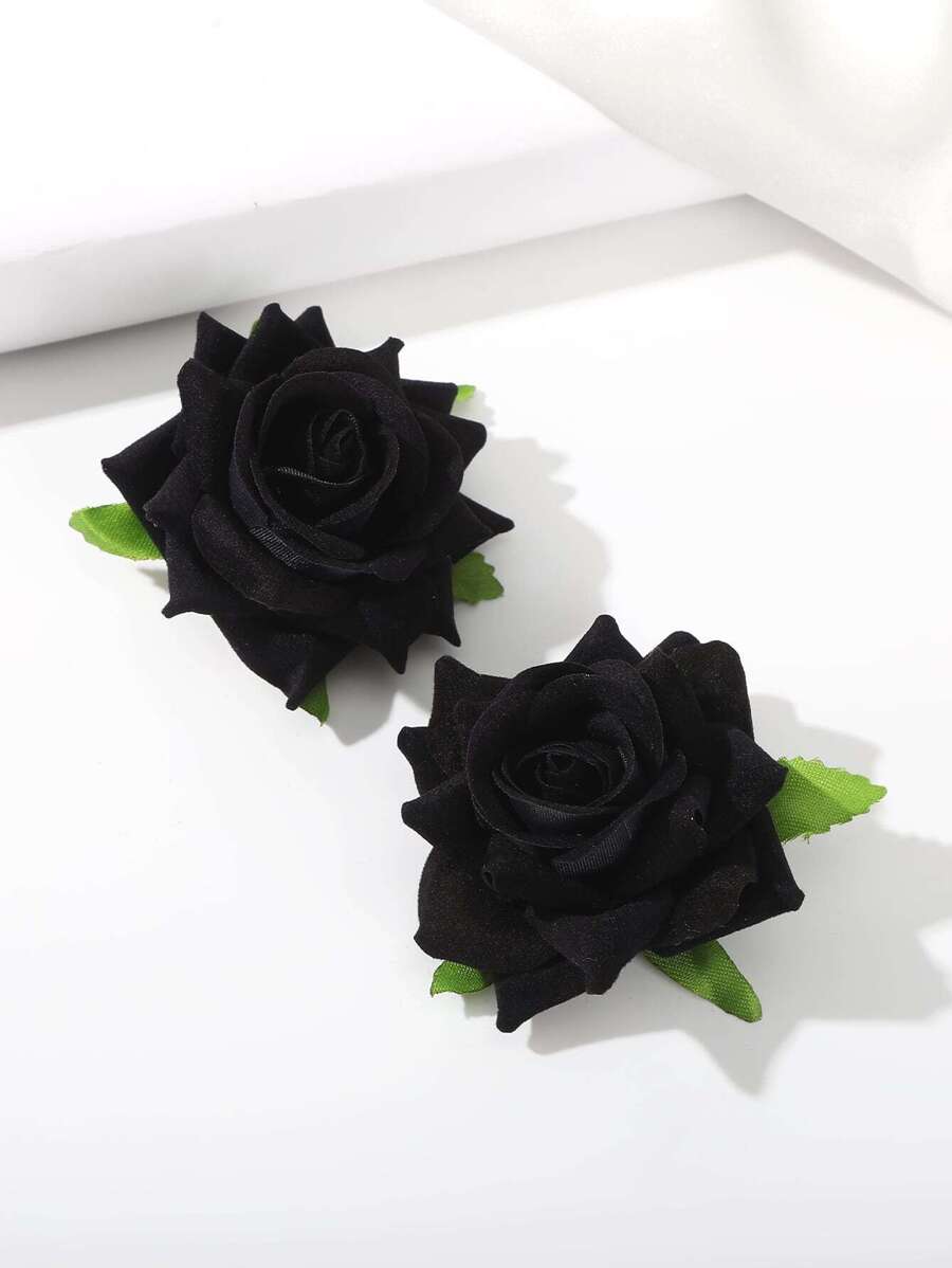 2pcs Rose Flower Hair Clips Boho Valentine's Day Valentines Claw Clips Hair Claws Hair Barrettes