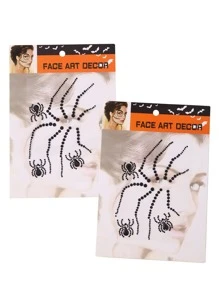 Party Joy 1 Pieza Pegatinas De Joyas De Cara Negra Para Fiesta, Pegatina Temporal De Tatuaje De Resina Con Forma De Mariposa De Diamantes De Imitación - Multicolor - Ver 2