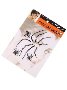 Party Joy 1 Pieza Pegatinas De Joyas De Cara Negra Para Fiesta, Pegatina Temporal De Tatuaje De Resina Con Forma De Mariposa De Diamantes De Imitación - Multicolor - Ver 4