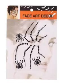 Party Joy 1 Pieza Pegatinas De Joyas De Cara Negra Para Fiesta, Pegatina Temporal De Tatuaje De Resina Con Forma De Mariposa De Diamantes De Imitación - Multicolor - Ver 1