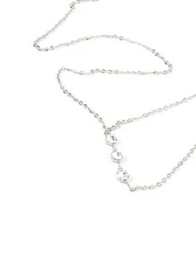 1 件简约欧美风格蝴蝶结吊坠长项链，带 3 颗水晶，时尚流苏后链身体首饰 - 銀色 - 查看 3