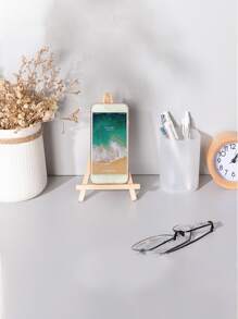 1入組手機和平板電腦支架,木頭設計,ins風格,桌子裝飾用品,可折疊迷你支架適用於iPad,藝術品 - 原木色 - 查看 3