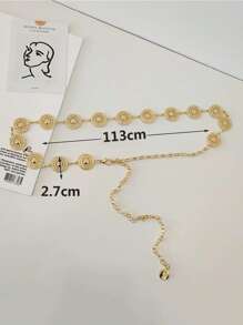 1 chiếc thắt lưng thời trang bằng kim loại rỗng dành cho nữ dùng để trang trí hàng ngày theo phong cách Boho Halloween mùa hè, trường học mùa thu, mùa thu, Halloween - Vàng - Xem 4