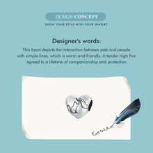 WOSTU 1個925純銀粉嫩貓爪吊飾情人心寵物動物珠子,適用於原裝手鐲手鍊diy珠寶製作