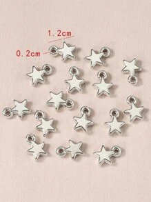 100入組時尚星星和五角星吊墜適用於製作DIY項鍊,手環 - 銀色 - 查看 2