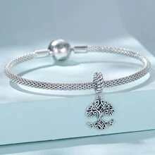 WOSTU 1入組復古925純銀生命之樹吊墜復古珠子適合原始DIY手環項鍊S925珠寶製作