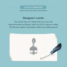 WOSTU 1入組復古925純銀生命之樹吊墜復古珠子適合原始DIY手環項鍊S925珠寶製作